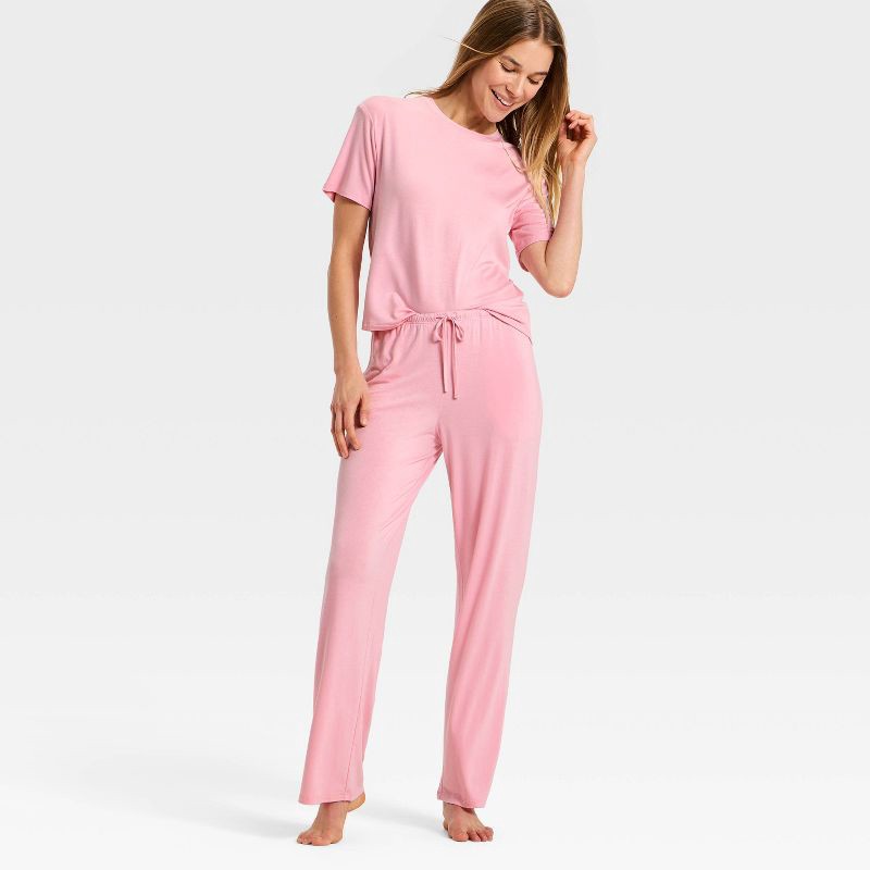 slide 3 of 3, Women's Jersey Pajama Pants - Auden™ Pink S, 1 ct
