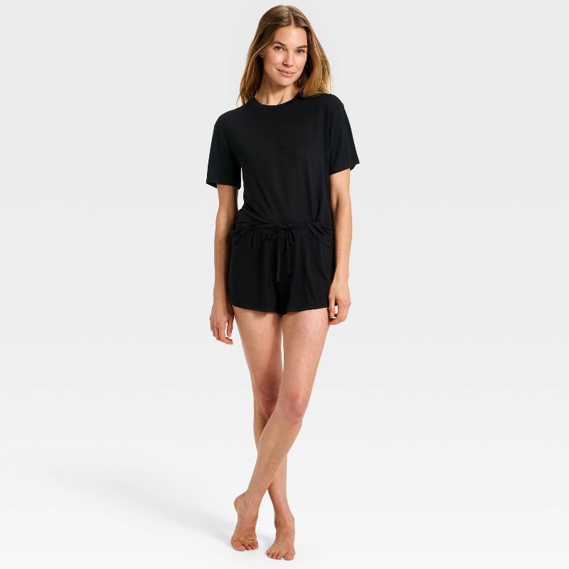 slide 3 of 3, Women's Jersey Pajama Shorts - Auden™ Black L, 1 ct