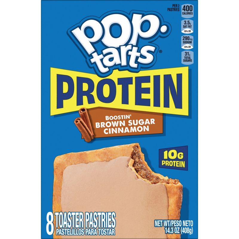 slide 9 of 10, Pop-Tarts Protein Frosted Boostin' Brown Sugar Cinnamon Toaster Pastries - 14.3oz/8ct, 14.3 oz, 8 ct