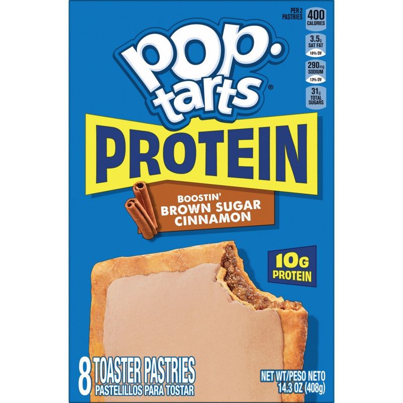 slide 10 of 10, Pop-Tarts Protein Frosted Boostin' Brown Sugar Cinnamon Toaster Pastries - 14.3oz/8ct, 14.3 oz, 8 ct
