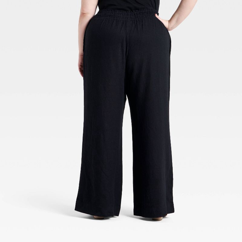 slide 2 of 3, Women's Linen Wide Leg Pull-On Pants - A New Day™ Black XXL, 1 ct