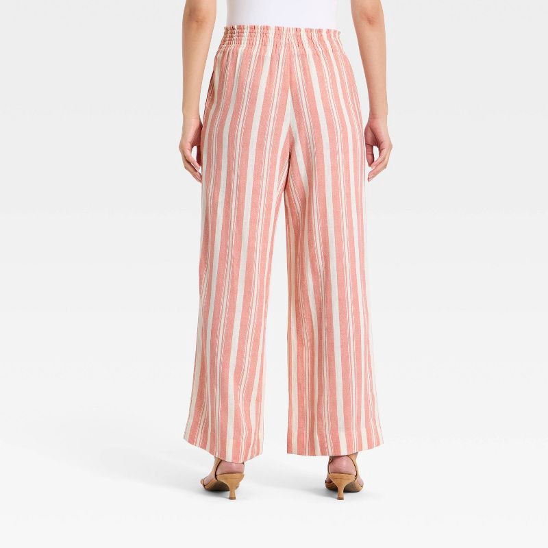 slide 2 of 3, Women's Linen Wide Leg Pull-On Pants - A New Day™ Red/White Striped XL, 1 ct