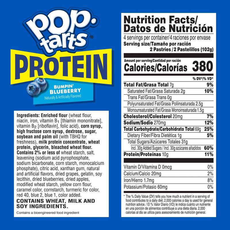 slide 8 of 10, Pop-Tarts Protein Frosted Bumpin' Blueberry Toaster Pastries - 14.3oz/8ct, 14.3 oz, 8 ct