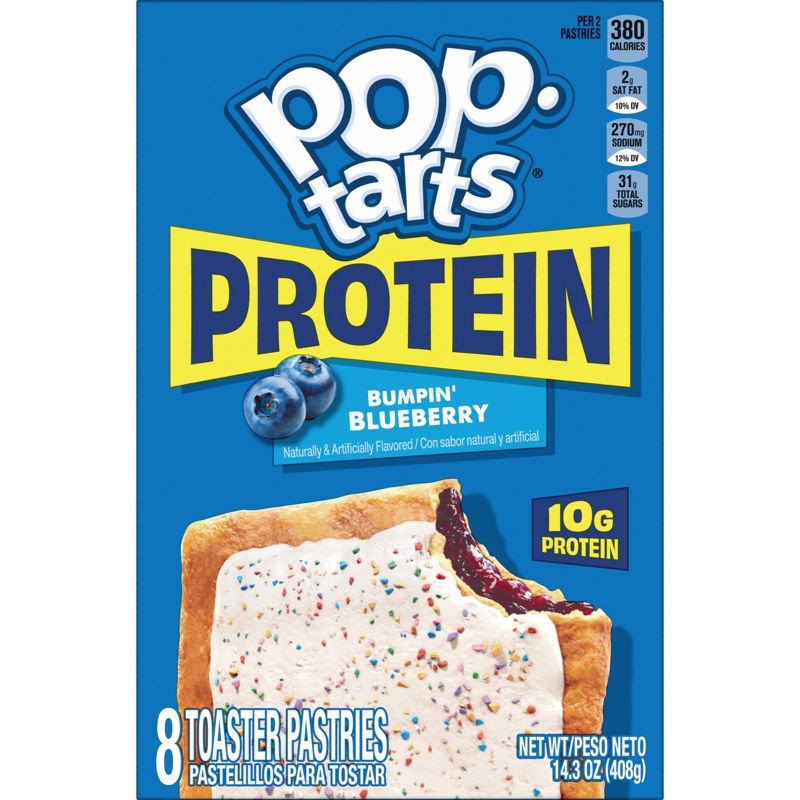slide 10 of 10, Pop-Tarts Protein Frosted Bumpin' Blueberry Toaster Pastries - 14.3oz/8ct, 14.3 oz, 8 ct