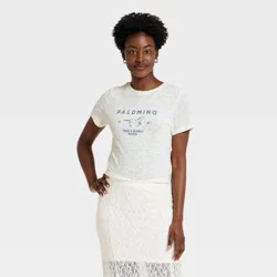 Women's Western Short Sleeve Graphic T-Shirt - Universal Thread™ Cream Letters M