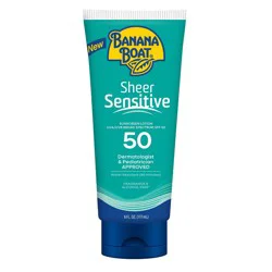 Banana Boat Sheer Sensitive Sunscreen Lotion - SPF 50 - 6oz: Whole Body Application, Unscented, Avobenzone