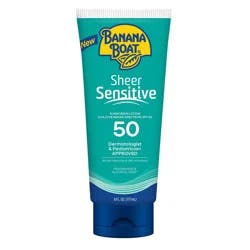 Banana Boat Sheer Sensitive Sunscreen Lotion - SPF 50 - 6oz: Whole Body Application, Unscented, Avobenzone