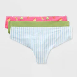 Women's Invisible Edge Micro Thong Underwear 3pk - Wild Fable™ Pink/Green/Blue XXL