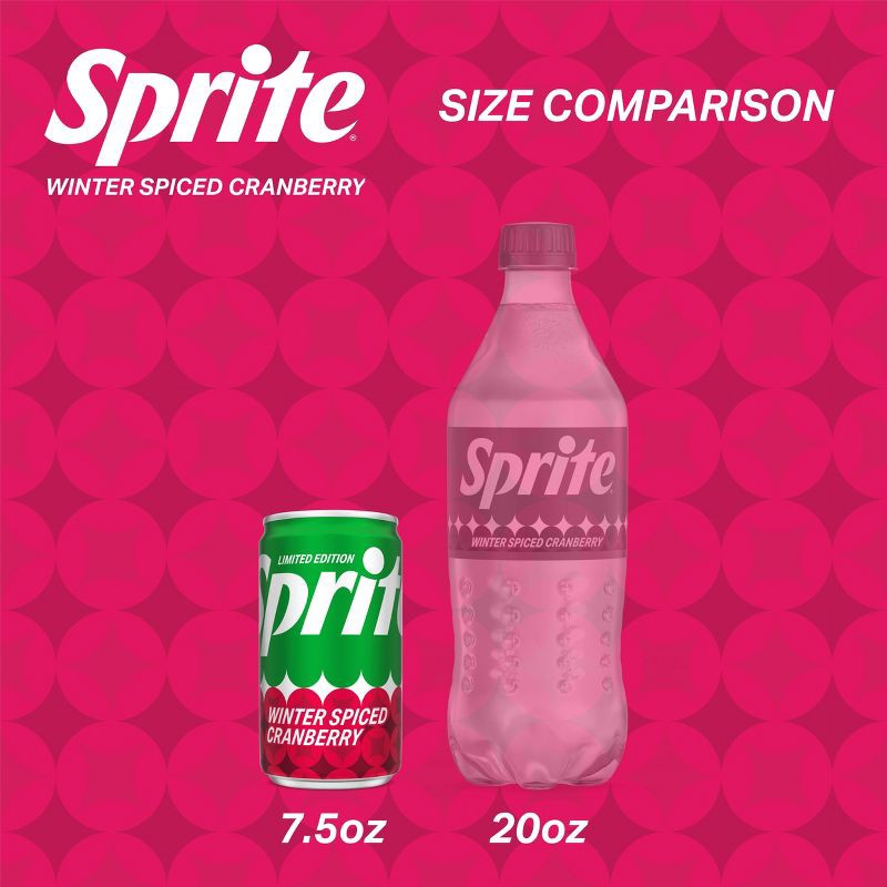 slide 4 of 8, Sprite Winter Spiced Cranberry Soda - 10pk/7.5 fl oz Mini Cans, 10 ct; 7.5 fl oz