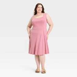 Women's Sleeveless Knit Midi A-Line Dress - Universal Thread™ Mauve XXL