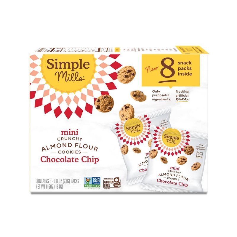 slide 2 of 5, Simple Mills Mini Cookies Crunchy Snack Pack - 6.5oz/8ct, 6.5 oz, 8 ct