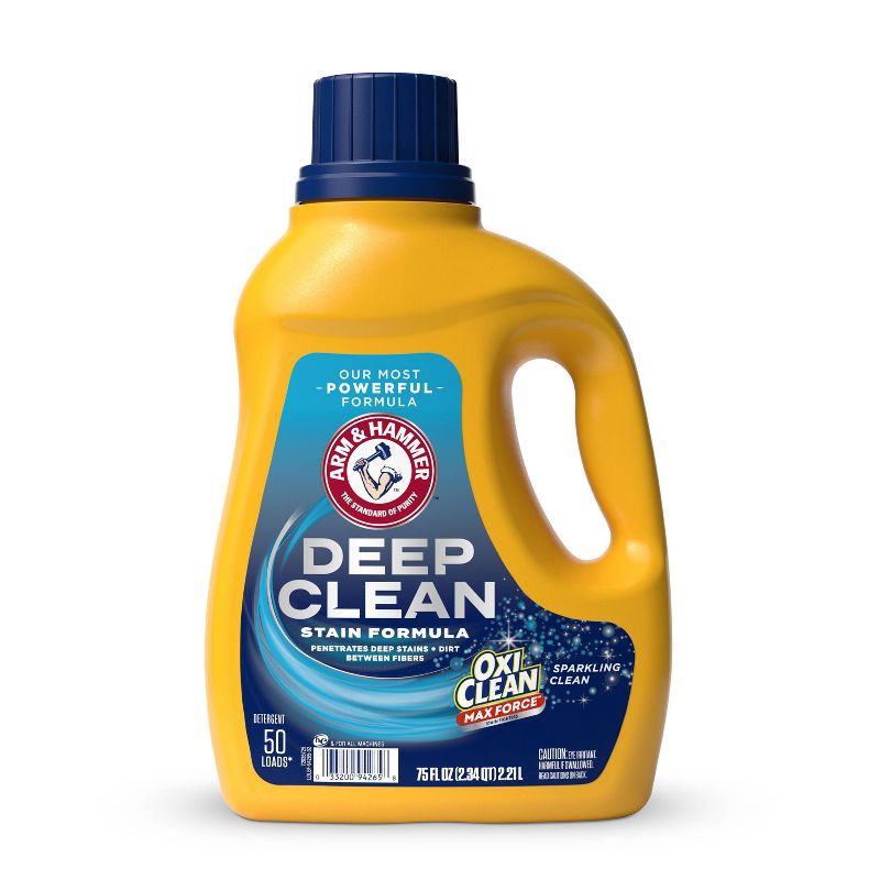 slide 1 of 10, Arm & Hammer Plus OxiClean Max Force Deep Clean Stain Sparkling Clean Liquid Detergent 50 Loads - 75oz, 75 oz