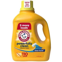 Arm & Hammer Clean Burst Liquid Laundry Detergents 110 Loads - 110oz: Bleach-Free, Phosphate-Free