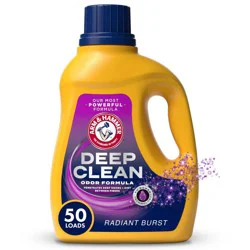 Arm & Hammer Deep Clean Odor Formula Radiant Burst Liquid Detergent 50 Loads - 75 fl oz: Phosphate-Free, Plastic Bottle