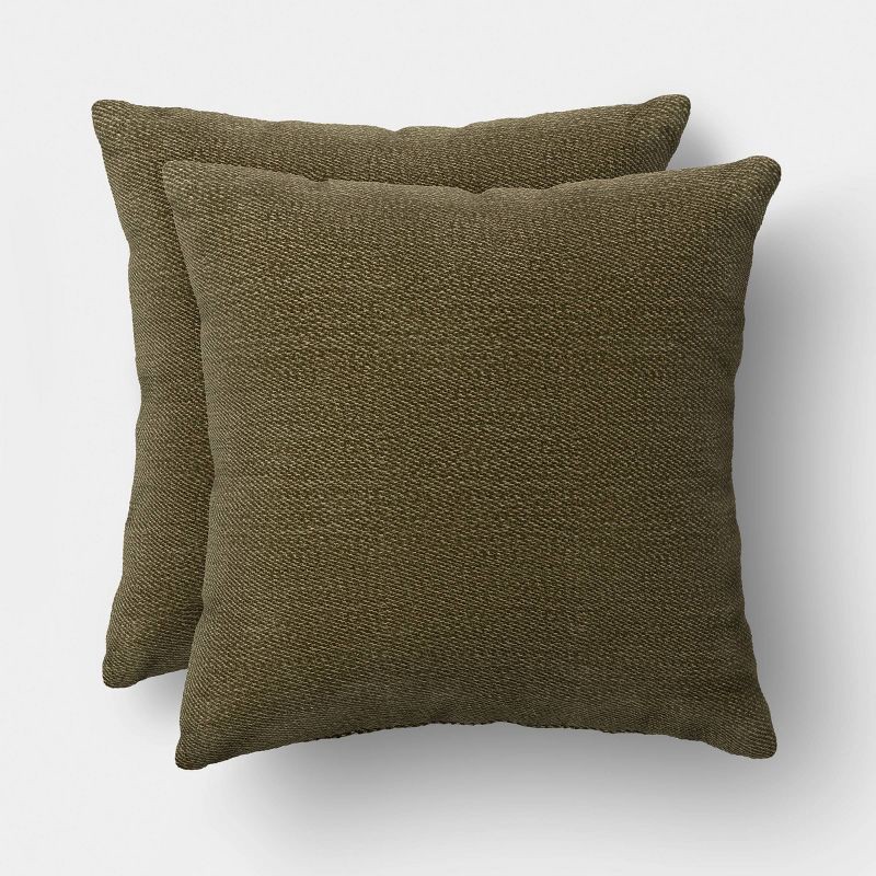 slide 1 of 4, 2pk Square Chenille Pillows Green - Threshold™, 2 ct