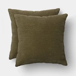 2pk Square Chenille Pillows Green - Threshold™