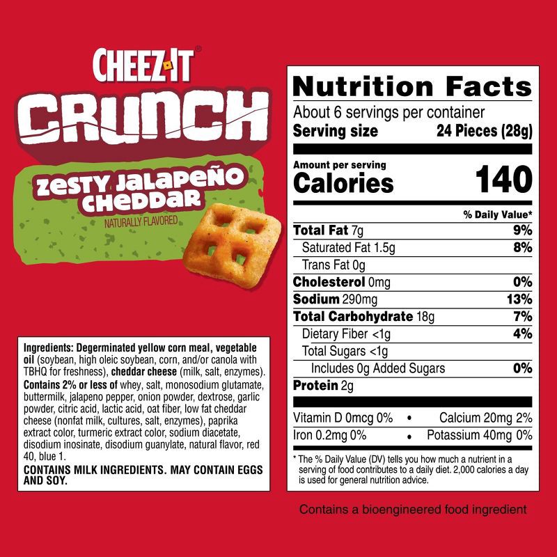 slide 7 of 9, Cheez-It Crunch Zesty Jalapeno Crackers - 6.5oz, 6.5 oz