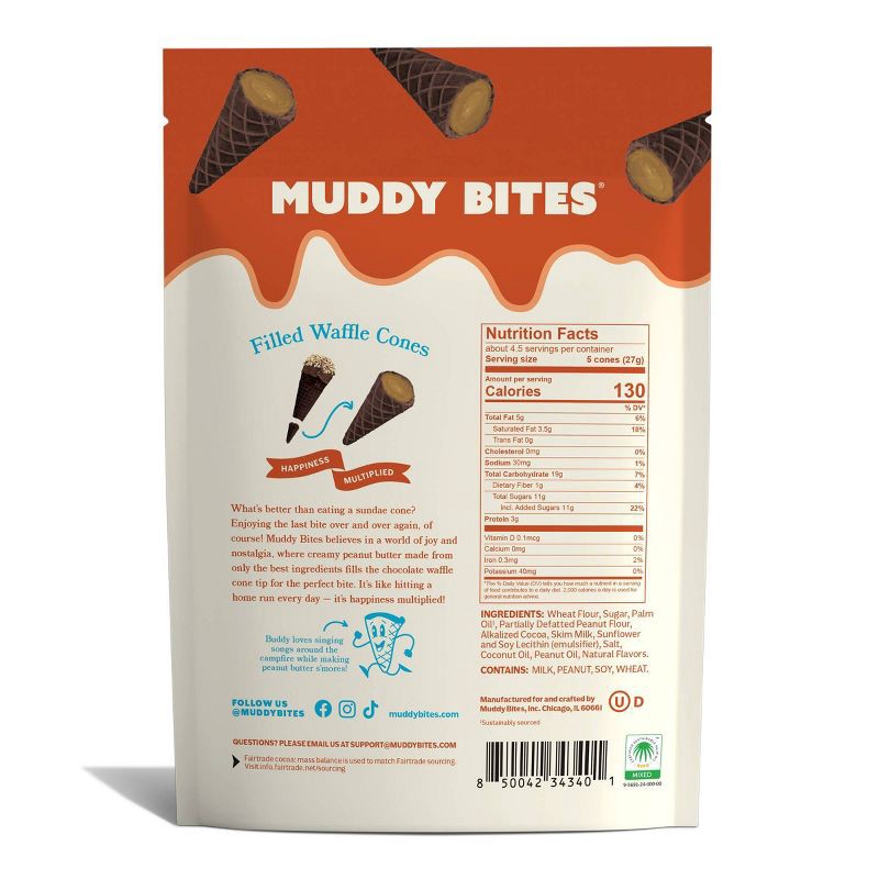 slide 2 of 7, MUDDY BITES Peanut Butter Chocolate Waffle Cone Snacks - 4.25oz, 4.25 oz