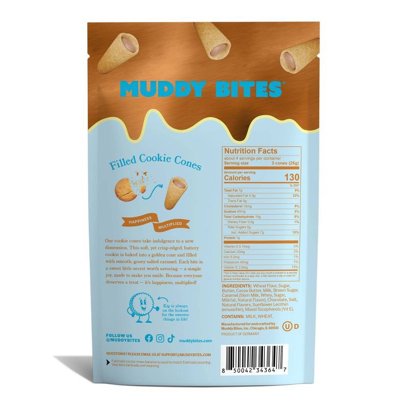 slide 2 of 6, MUDDY BITES Salted Caramel Shortbread Cookie Cone Snacks - 3.5oz, 3.5 oz