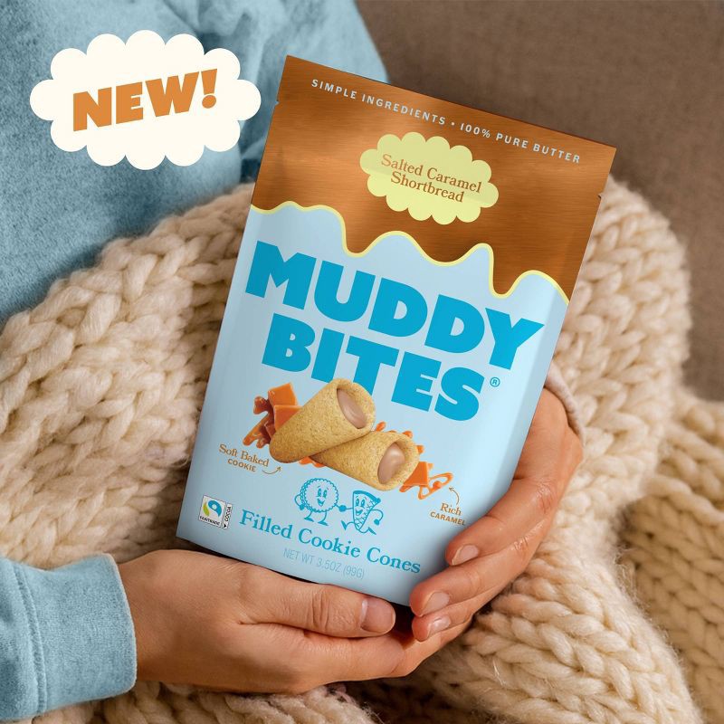 slide 6 of 6, MUDDY BITES Salted Caramel Shortbread Cookie Cone Snacks - 3.5oz, 3.5 oz
