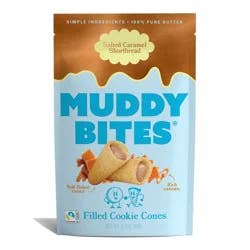 MUDDY BITES Salted Caramel Shortbread Cookie Cone Snacks - 3.5oz