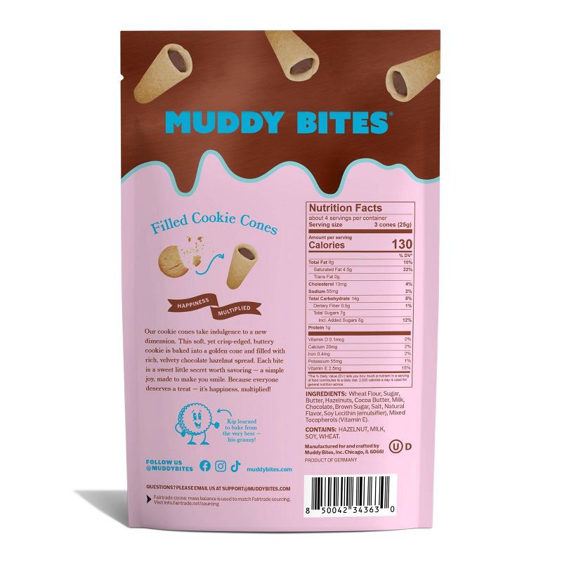 slide 2 of 7, MUDDY BITES Hazelnut Shortbread Cookie Cone Snacks - 3.5oz, 3.5 oz