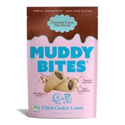 MUDDY BITES Hazelnut Shortbread Cookie Cone Snacks - 3.5oz