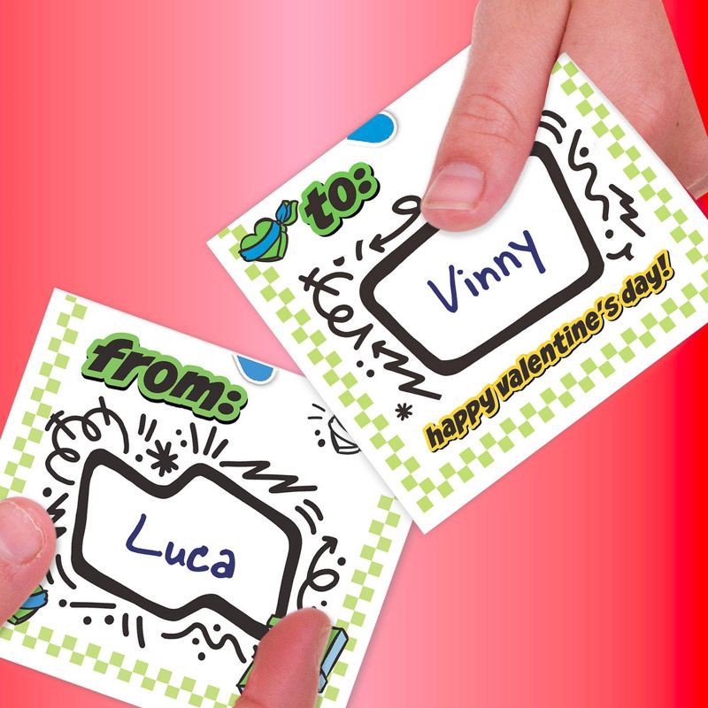 slide 3 of 4, Teenage Mutant Ninja Turtles 16ct Fuzzy Stickers and Valentine's Day Cards, 16 ct