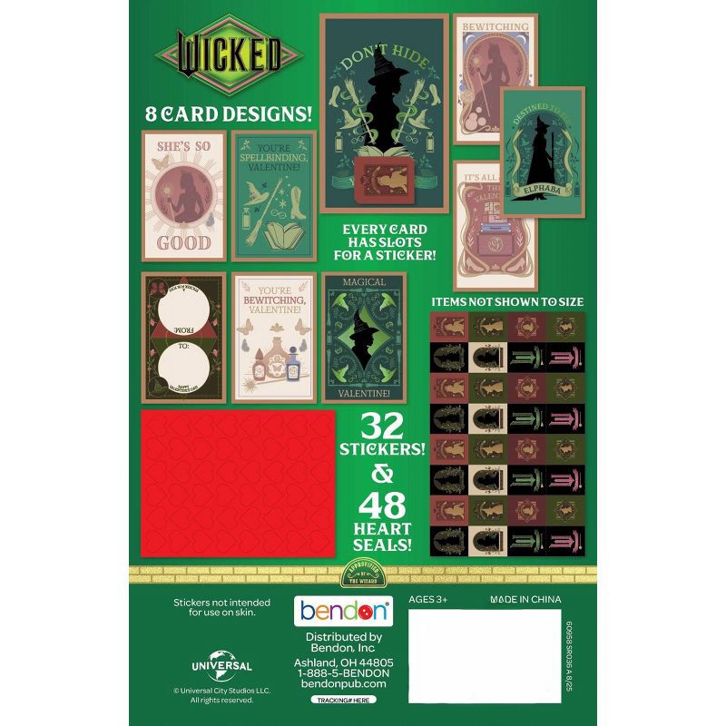 slide 2 of 4, Bendon 32ct Wicked Deluxe Stickers and Valentine's Day Cards with 48ct Heart Seals, 32 ct, 48 ct