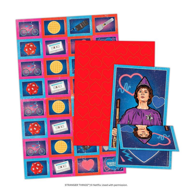 slide 3 of 5, Bendon 32ct Netflix Stranger Things Deluxe Stickers and Valentine's Day Cards with 48ct Heart Seals, 32 ct, 48 ct
