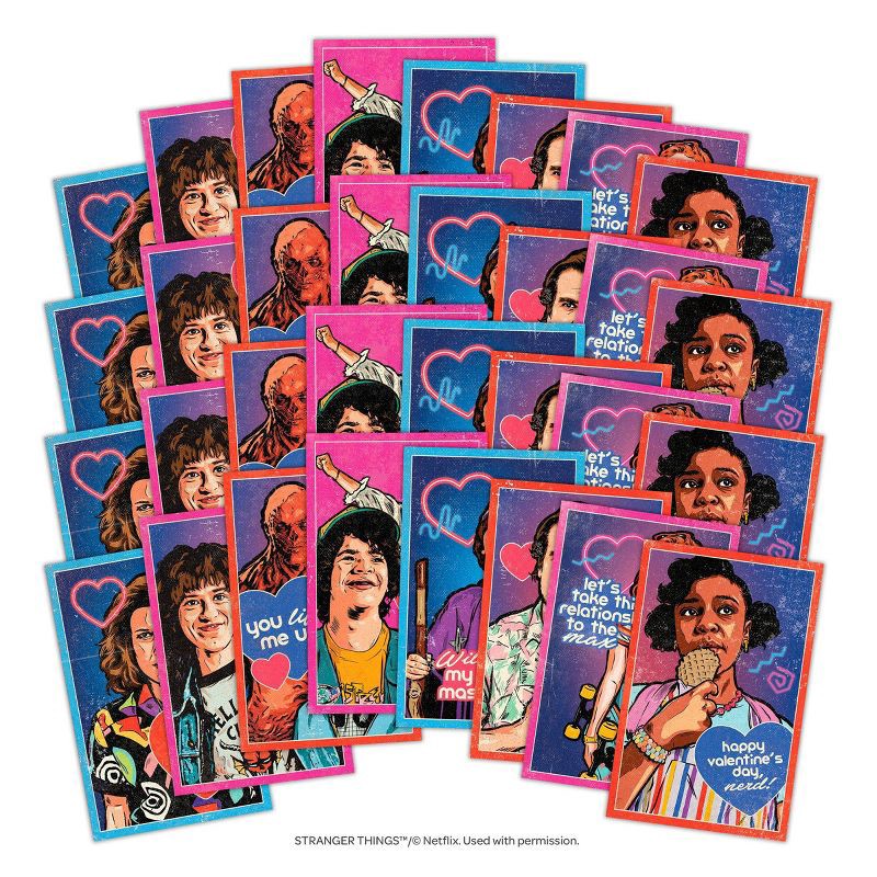 slide 4 of 5, Bendon 32ct Netflix Stranger Things Deluxe Stickers and Valentine's Day Cards with 48ct Heart Seals, 32 ct, 48 ct