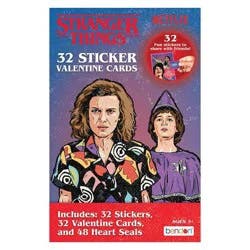 Bendon 32ct Netflix Stranger Things Deluxe Stickers and Valentine's Day Cards with 48ct Heart Seals