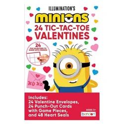 Bendon 24ct Universal Minions Valentine's Day Tic Tac Toe Cards with 48ct Heart Seals