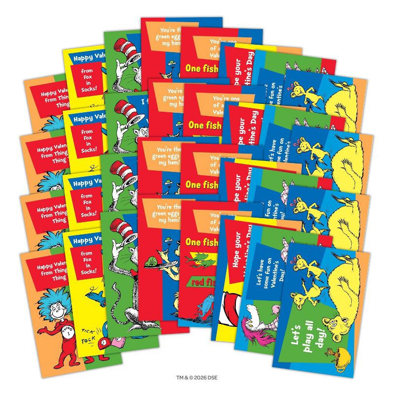 slide 4 of 5, Bendon 32ct Dr. Seuss Deluxe Stickers and Valentine's Day Cards with 48ct Heart Seals, 32 ct, 48 ct