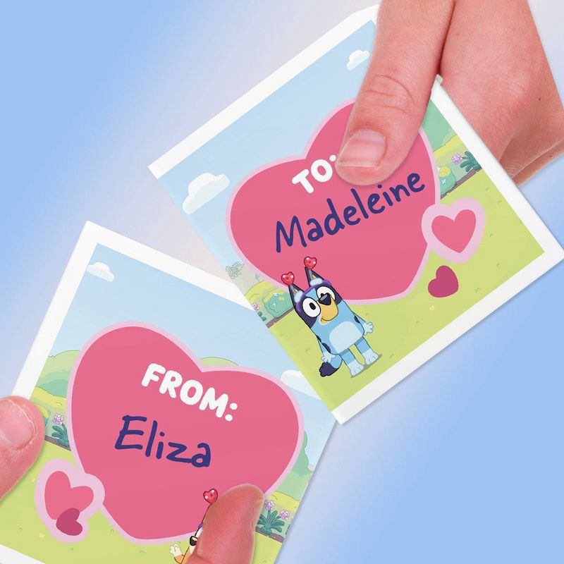 slide 3 of 6, Bluey 16ct Fuzzy Stickers and Valentine's Day Cards, 16 ct