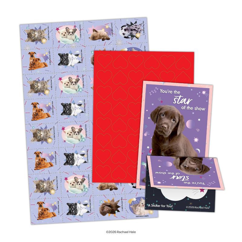 slide 3 of 5, Bendon 32ct Rachael Hale Deluxe Stickers and Valentine's Day Cards with 48ct Heart Seals, 32 ct, 48 ct