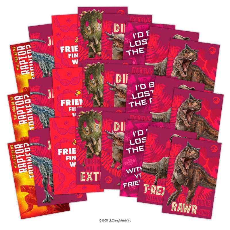 slide 4 of 5, Bendon 24ct Universal Jurassic World Tattoos and Valentine's Day Cards with 48ct Heart Seals, 24 ct; 48 ct