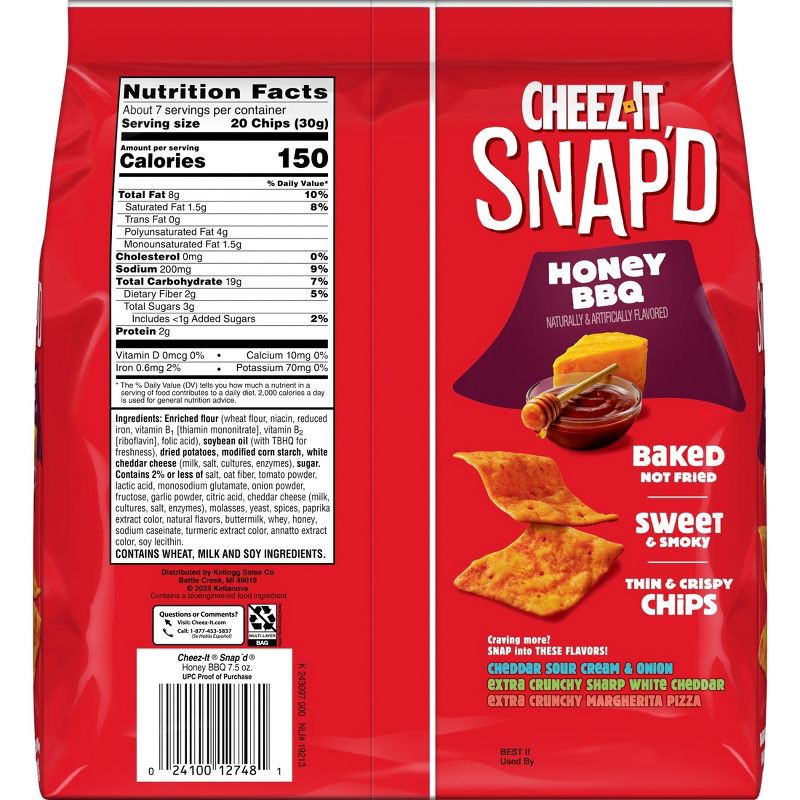 slide 8 of 9, Cheez-It Crackers Snap'd Honey BBQ - 7.5oz, 7.5 oz