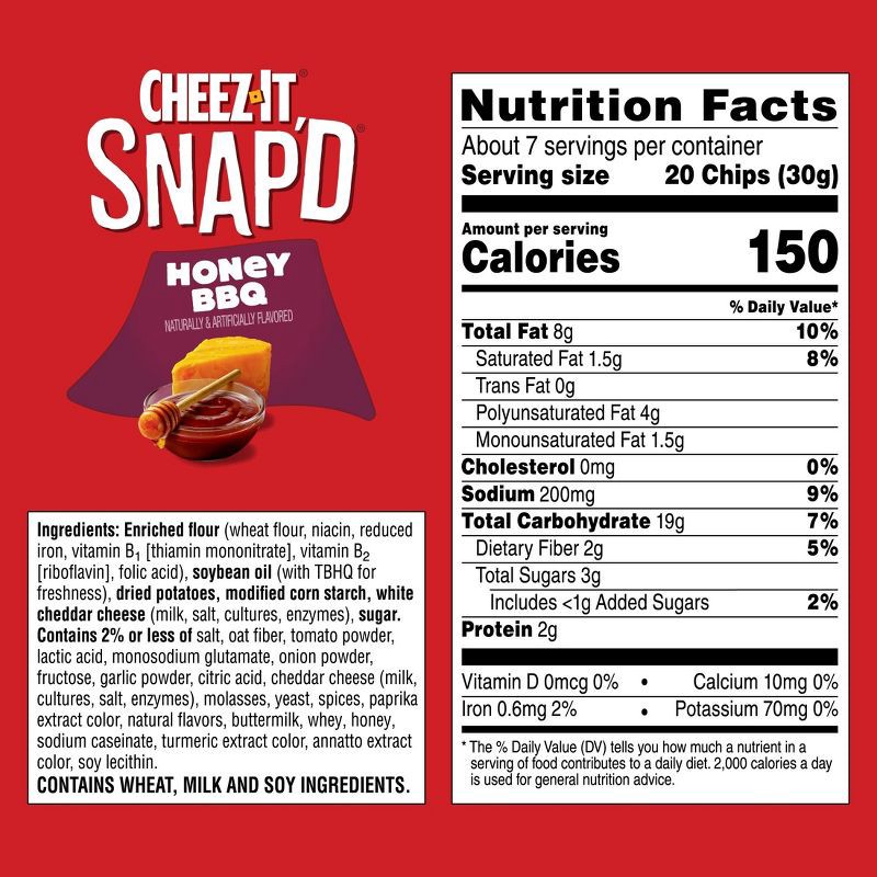 slide 5 of 9, Cheez-It Crackers Snap'd Honey BBQ - 7.5oz, 7.5 oz