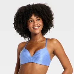 Women's Lightly Lined Wire Free Demi Bra - Auden™ Blue 32C