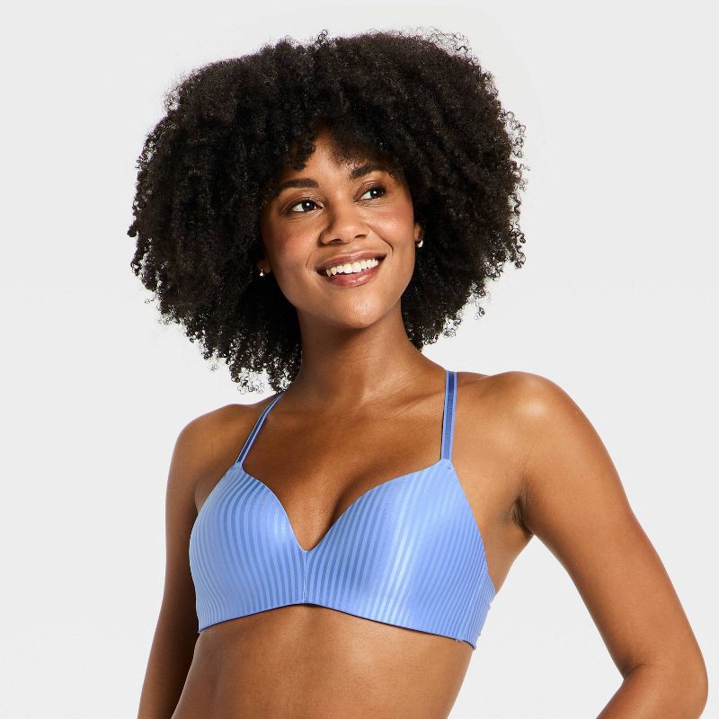 slide 1 of 5, Women's Lightly Lined Wire Free Demi Bra - Auden™ Blue 40C, 1 ct