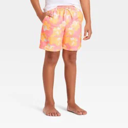 Boys' Hibiscus Printed Swim Trunks - Cat & Jack™ Coral Orange XL