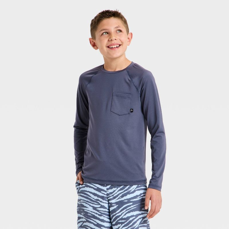 slide 1 of 3, Boys' Rash Guard Tops - art class™ Gray M, 1 ct