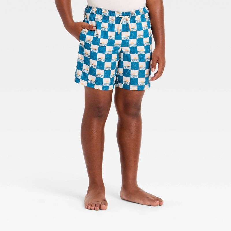slide 1 of 3, Boys' Swim Trunks - Cat & Jack™ Blue/Cream L, 1 ct