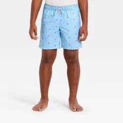 Boys' Fruit Printed Swim Trunks - Cat & Jack™ Light Blue/ Orange XS
