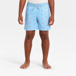 Boys' Fruit Printed Swim Trunks - Cat & Jack™ Light Blue/ Orange M