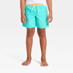 Boys' Solid Swim Trunks - Cat & Jack™ Turquoise Blue XS