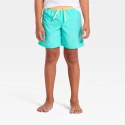 Boys' Solid Swim Trunks - Cat & Jack™ Turquoise Blue S
