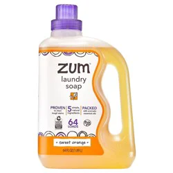Zum Sweet Orange Liquid Laundry Detergent - 64 fl oz: Paraben-Free, Plastic Bottle, 64 Uses