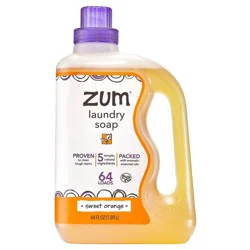 Zum Sweet Orange Liquid Laundry Detergent - 64 fl oz: Paraben-Free, Plastic Bottle, 64 Uses